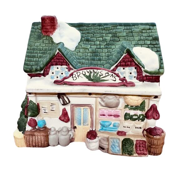 Dickens Rex & Lee‎ Christmas Village Brown Sons Store Produce Apple Barrel 1990 - Picture 11 of 11